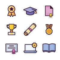 Graduation Icon Set with Line Style vector