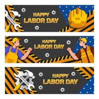 feliz día del trabajo colección de pancartas vector