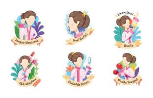 Kartini Day Sticker Collection vector