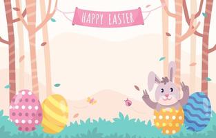 Easter background with eggs and rabbits vector