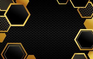 Polygon black gold background vector