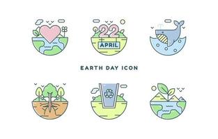 Earth Day Icon in Line Style vector