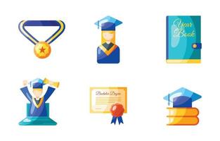 conjunto de iconos de graduación vector