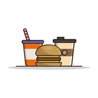 Sandwich And Drinks On White Background vector