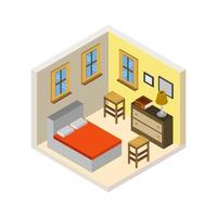 Isometric Bedroom On White Background vector