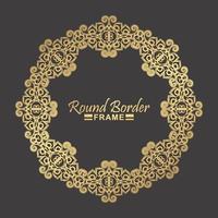 Luxury Gold round floral frame design vector