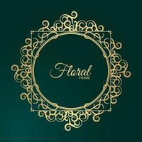 Luxury Gold round floral frame design vector