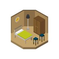 Isometric Bedroom On White Background vector