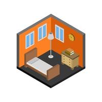 Isometric Bedroom On White Background vector