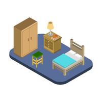 Isometric Bedroom On White Background vector