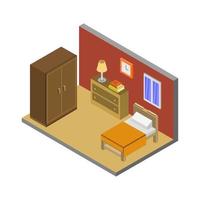 Isometric Bedroom On White Background vector