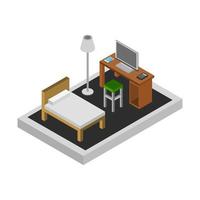 Isometric Bedroom On White Background vector