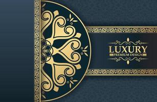 Luxury mandala background conceptof achievement template with vintage gold border - Vector
