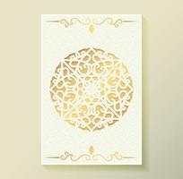 Luxury mandala and border cover in white color vector