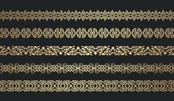 Luxury ornament style ethnic seamless borders set vector