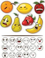 Dibujos animados de frutas orgánicas expresión emoticon dibujo ilustración vectorial vector