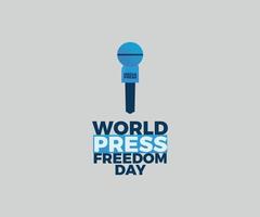 Diseño gráfico vectorial del día mundial de la libertad de prensa con micrófono azul vector