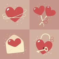 Valentine's Day - set of vector cards in flat style.