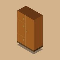 Isometric Closet On Light Brown Background vector