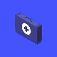 Isometric Medical Suitcase On Blue Background vector