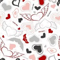 colección doodle corazón. colección de pegatinas románticas. bocetos simples del tema del amor para el diseño web o productos impresos. vector