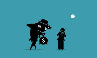 Loan shark and a poor man. vector