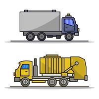 Garbage Truck And Fire Truck Illustrated On White Background vector