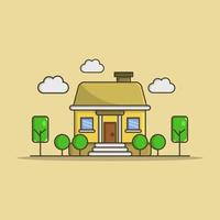 House Illustrated On Background vector