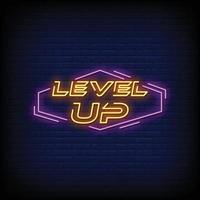 Level Up Neon Signs Style Text Vector