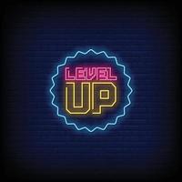 Level Up Neon Signs Style Text Vector