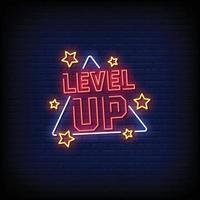 Level Up Neon Signs Style Text Vector