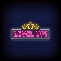 Level Up Neon Signs Style Text Vector