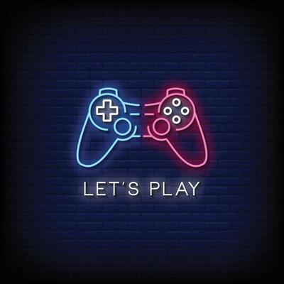 Let's Play Neon Sign, dark, game, gamer, gaming, light, neon, play, sign,  HD phone wallpaper