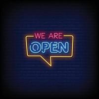 We are Open Neon Signs Style Text Vector