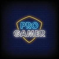 Pro Gamer Neon Signs Style Text Vector