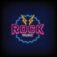 Rock Music Neon Signs Style Text Vector