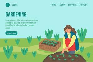 Gardening landing web page template vector