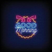 Good Morning Neon Signs Style Text Vector