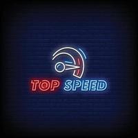 Top Speed Neon Signs Style Text Vector