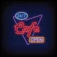 Cafe Open Neon Signs Style Text Vector