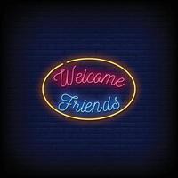 Welcome Friends Neon Signs Style Text Vector