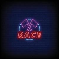 Race Neon Signs Style Text Vector