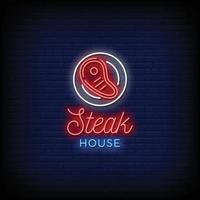 Steak House Logo Neon Signs Style Text Vector