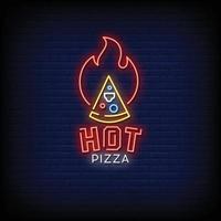 vector de texto de estilo de letreros de neón de pizza caliente