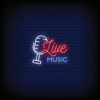 Live Music Neon Signs Style Text Vector