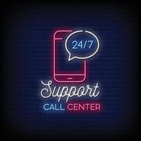 Support Call Canter Neon Signs Style Text Vector