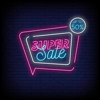Super Sale Neon Signs Style Text Vector