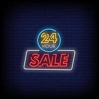 24 hour Sale Neon Signs Style Text Vector