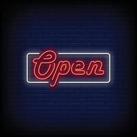 Open Neon Signs Style Text Vector