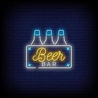 Beer Bar Neon Signs Style Text Vector